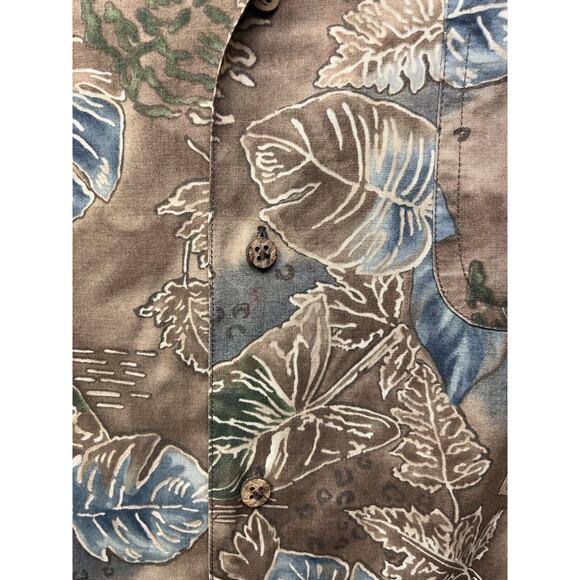 VTG Chaps Ralph Lauren Hawaiian Shirt Mens XL Brown Floral Button Up Pocket 90s - Picture 5 of 6
